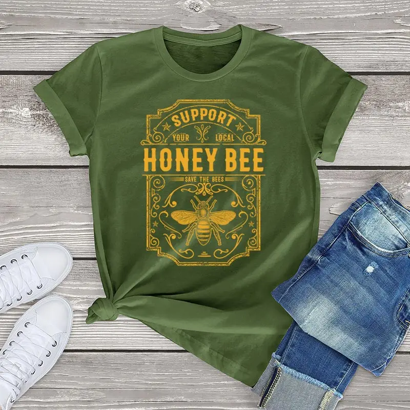 

Trends Honey Bee T Shirt For Women Clothing Summer 2023 Graphic T Shirt 00s Vintage Unisex Casual Female Tops Tees XS-3XL
