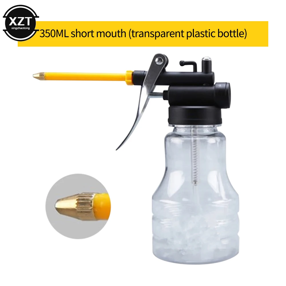 Hardware Tool Transparent Oil Can 350ml Plastic Hose Refueling Pot High Pressure Oiler Oil Gun for Car