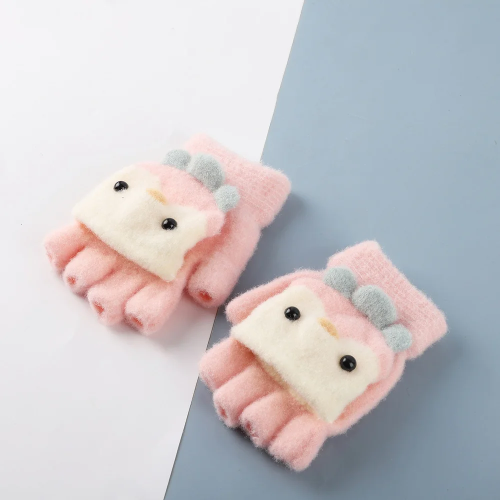 

Knitted Fingerless Gloves For Girls Cartoon Rabbit Ears Baby Mittens Warm Children Winter Half Finger Gloves Baby Accessories