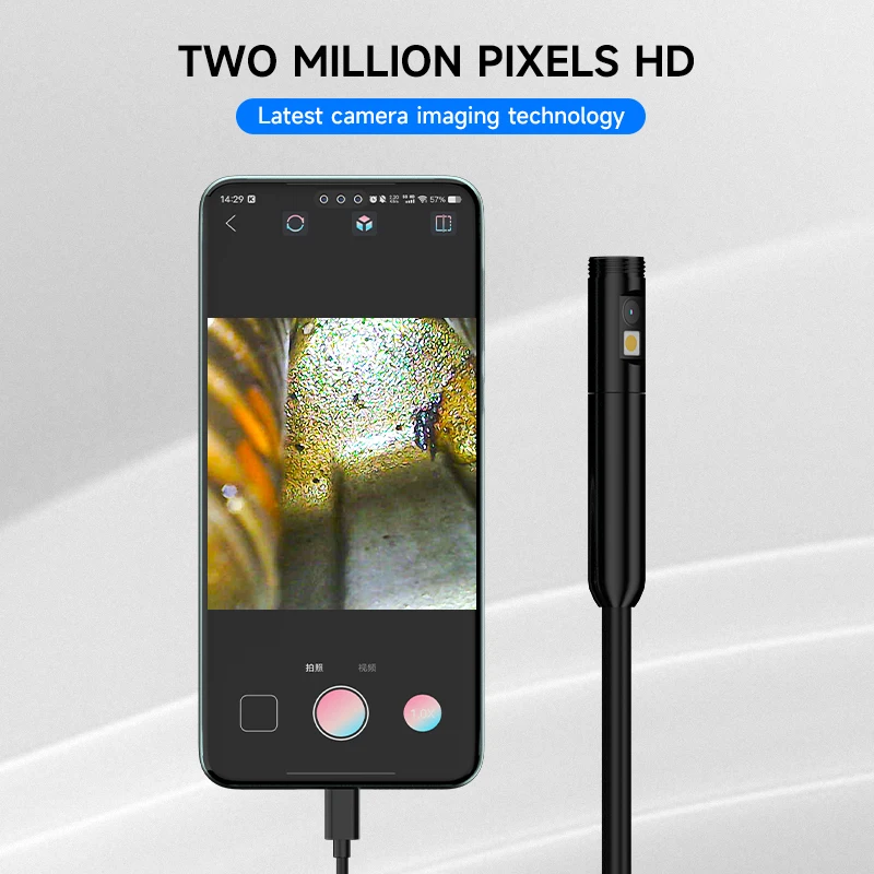 Industrial Endoscope Inspection Camera for iOS Micro USB/Type-C Dual Camera for iPhone Waterproof Pipeline Borescope Check Car 4