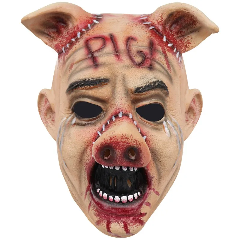 Film Horror Texas Saw Cosplay spaventoso Cry Pig maschera in lattice terrore casco Halloween Masquerade Party Carnival Prank Costume Prop
