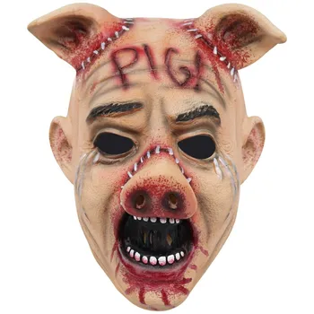 Film Horror Texas Saw Cosplay spaventoso Cry Pig maschera in lattice terrore casco Halloween Masquerade Party Carnival Prank Costume Prop
