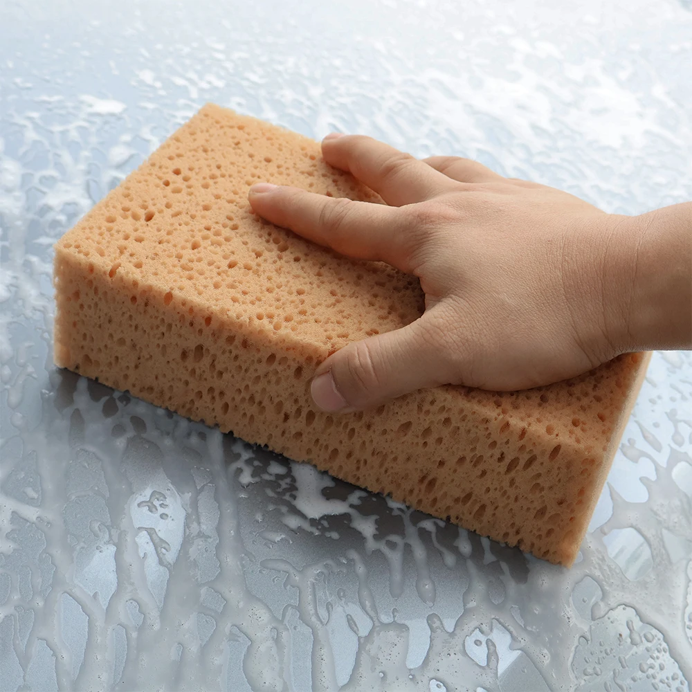 AUTOBRIGHT 2/5/10pcs Car Wash Sponges Square Big Size Ceramics and Thicken Detailing Cleaning Brown Sponge Washing Accessories 4