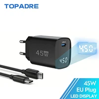 45W USB C Fast Charger with LED Display, Dual Port Fast Charging Charger for iPhone Ipad Sumsamg series, US EU UK Plug