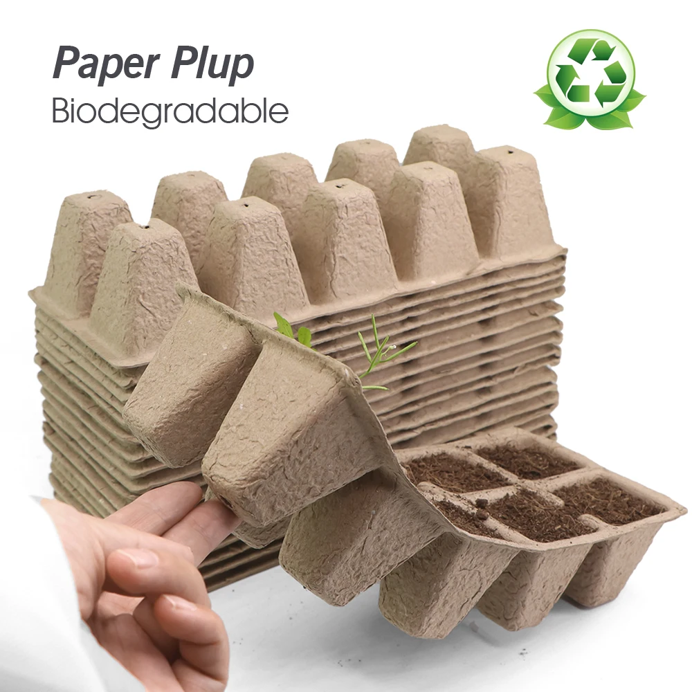 Biodegradable Nursery Trays For Seed Germinate Garden Plants Vegetable Transplant Grow Containers Paper Pulp Seedlings Pot 10PCS