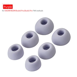 Premium Silicone Ear Tips - 6 Pack for True Wireless Earbuds (Purple)