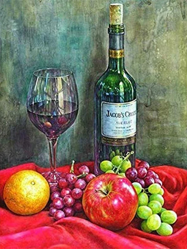 thumbnail image 1 of HUACAN - Pintura de diamante 5D DIY "vino tinto", cuadro de diamantes cuadrados completo, bordado de punto de cruz, paisaje, mosaico, botella, decoración del hogar, 1 of 5