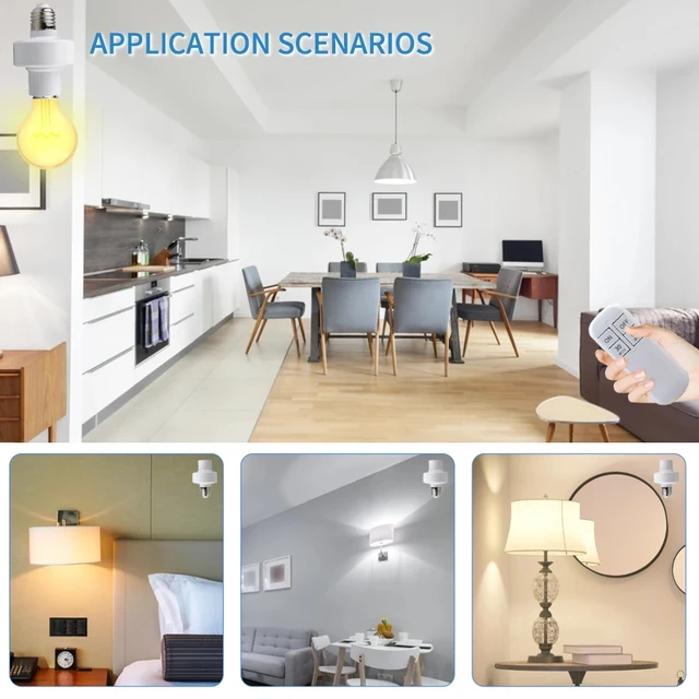 E27 Socket Lamp Bases for LED Bulb Pendant Lamp Multi Light Timer Switch E27 Wireless Smart Remote Control Lamp Holder Set - Image 3