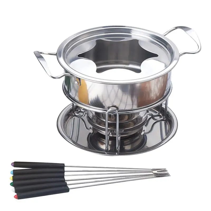 Chocolate Warmer Stainless Steel Chocolate Butter Melting Pot Cheese Fondue Set Wax Melting Boiler Pot Handmade Soap Making Kit
