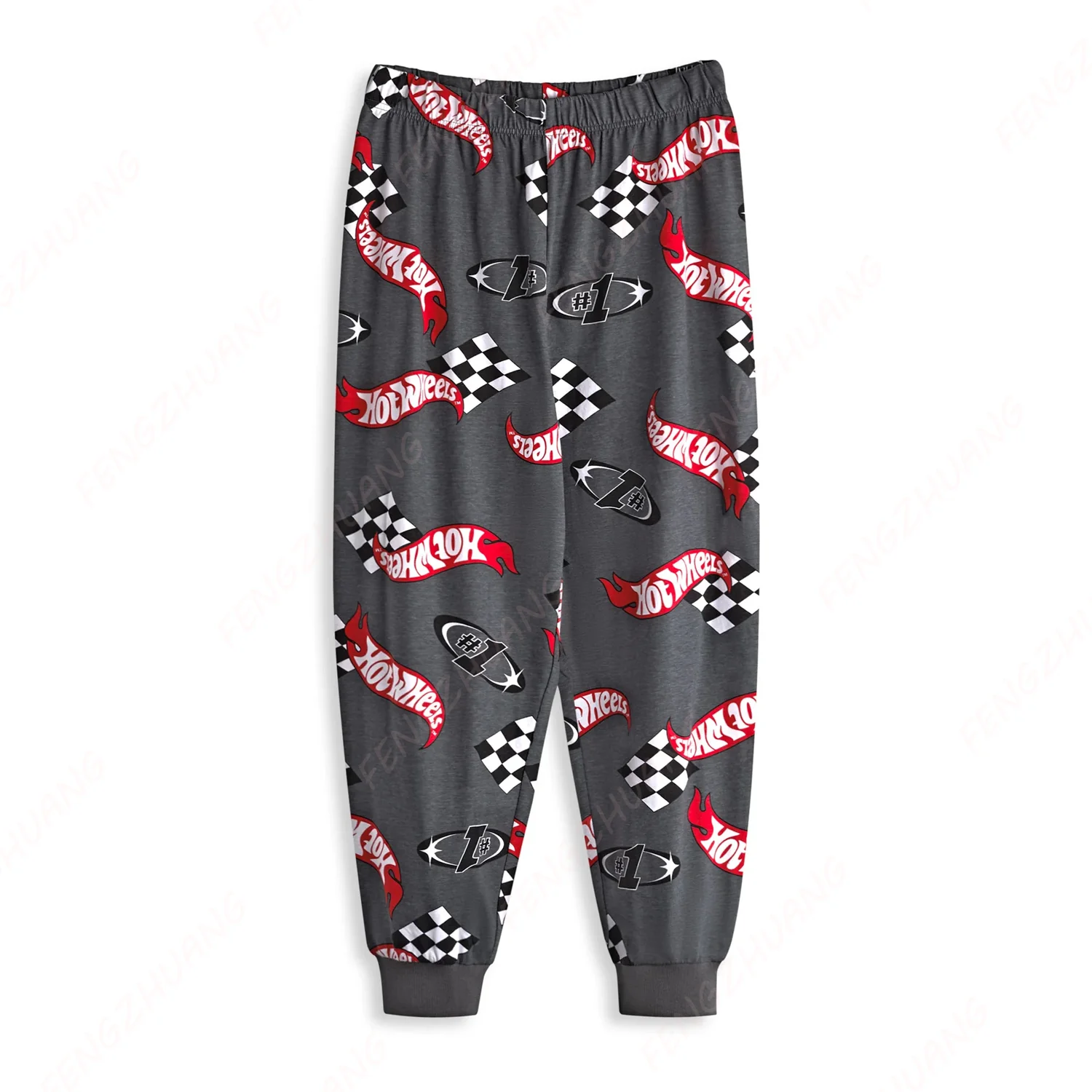 Hot Wheels Pyjama Set Short Sleeve Long Trousers Set Men and Women Loose Outfit Hot Sale Faddish Casual Set 3