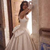 Graceful Strapless Sleeveless Wedding Dress Glitter Hand-sewn Pearls Bride Robe Vintage Satin A-line Bridal Gown Robe De Mariée 3