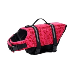 Reflective Adjustable Dog Life Jacket - Enhanced Buoyancy Swimwear Safety Vest - XXS (Red-bones)