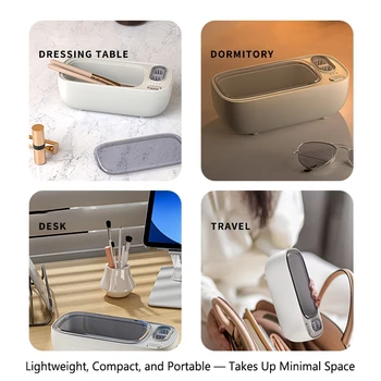 Ultrasonic Glasses Cleaning Machine Household Blue Light Multifunctional Dual Compartment Clean Contact Lens Braces 3Speed Timer 1
