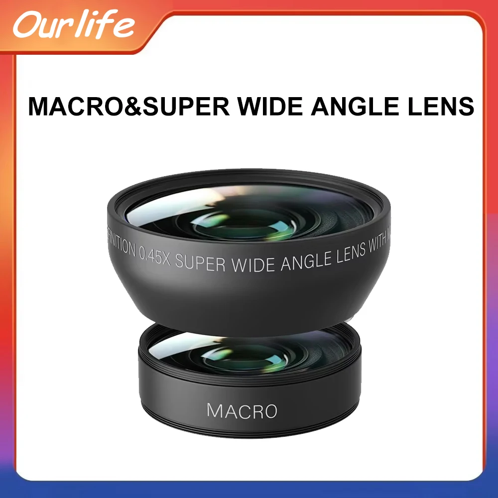 2 in 1 Camera Lens Detachable 0.45x Wide Angle Lens + Macro for Ourlife AC600 AC610 AC700 AC800 Digital Camera wide angle conversion lens