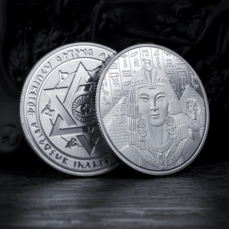 Ancient Greek Collectible Coins Pyramid Egyptian Sun God Queen Silver Gold Coin Commemorative Collections Souvenir