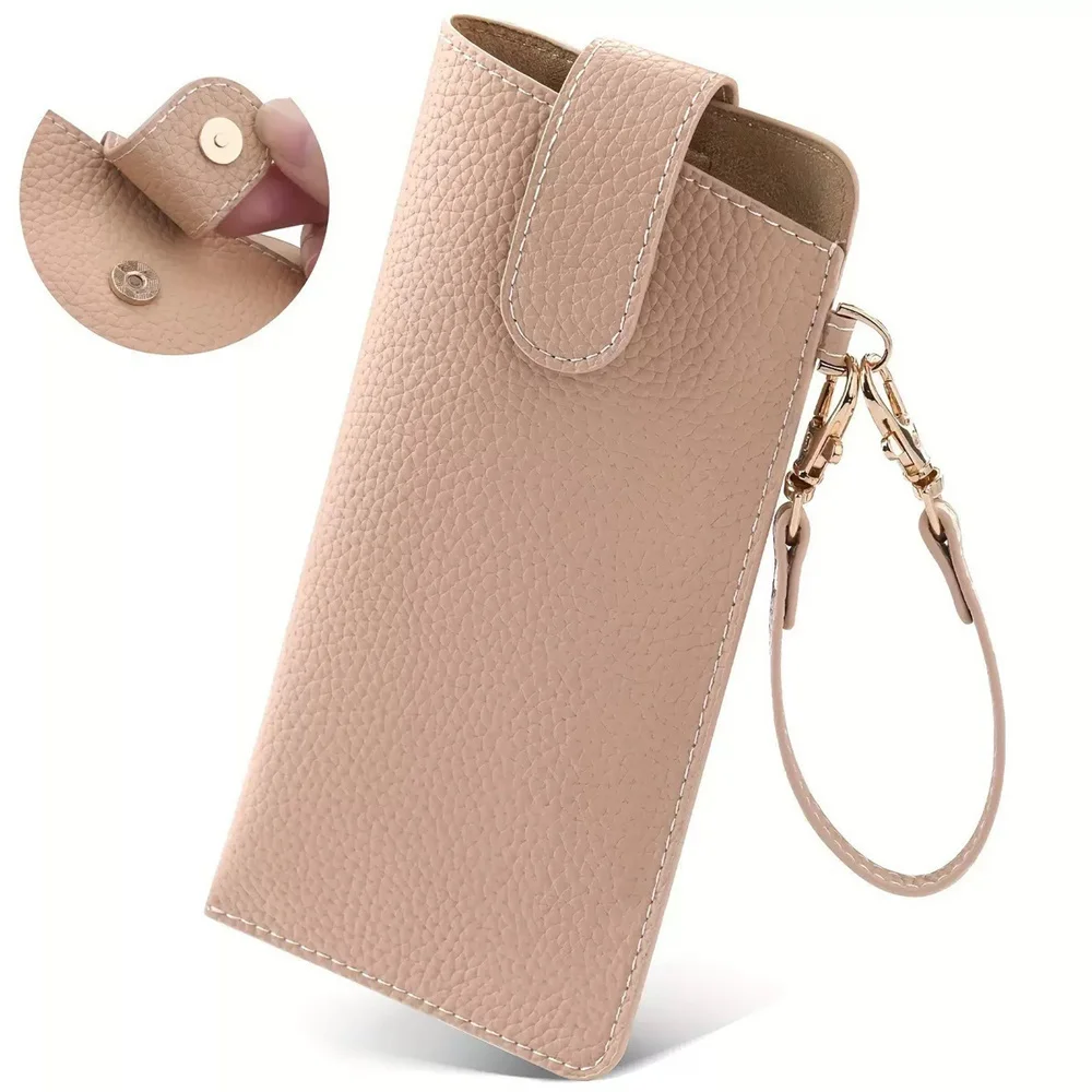 INS Fashion PU Leather Glasses Lanyard Bag Hanging Neck Clip Glasses Holder Travel Sunglasses Storage Case Gifts for Women Men