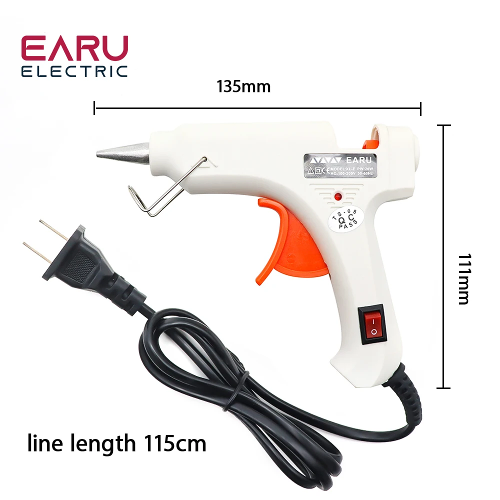 20W Hot Melt Glue Gun Clear Hot Melt Glue Sticks Mini Gun Industrial Mini Thermo Electric Heat DIY Repair Tool Plug AC 220V