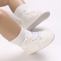 Spring and Autumn Baby Shoes Fashion Classic White PU High Top Sports Shoes Soft Sole Comfortable Casual Walking Shoes 6