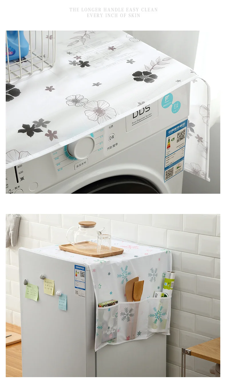 Refrigerator Dust Cloth Multipurpose Waterproof Cover with Storage Pockets for Oven Dishwasher dust cover