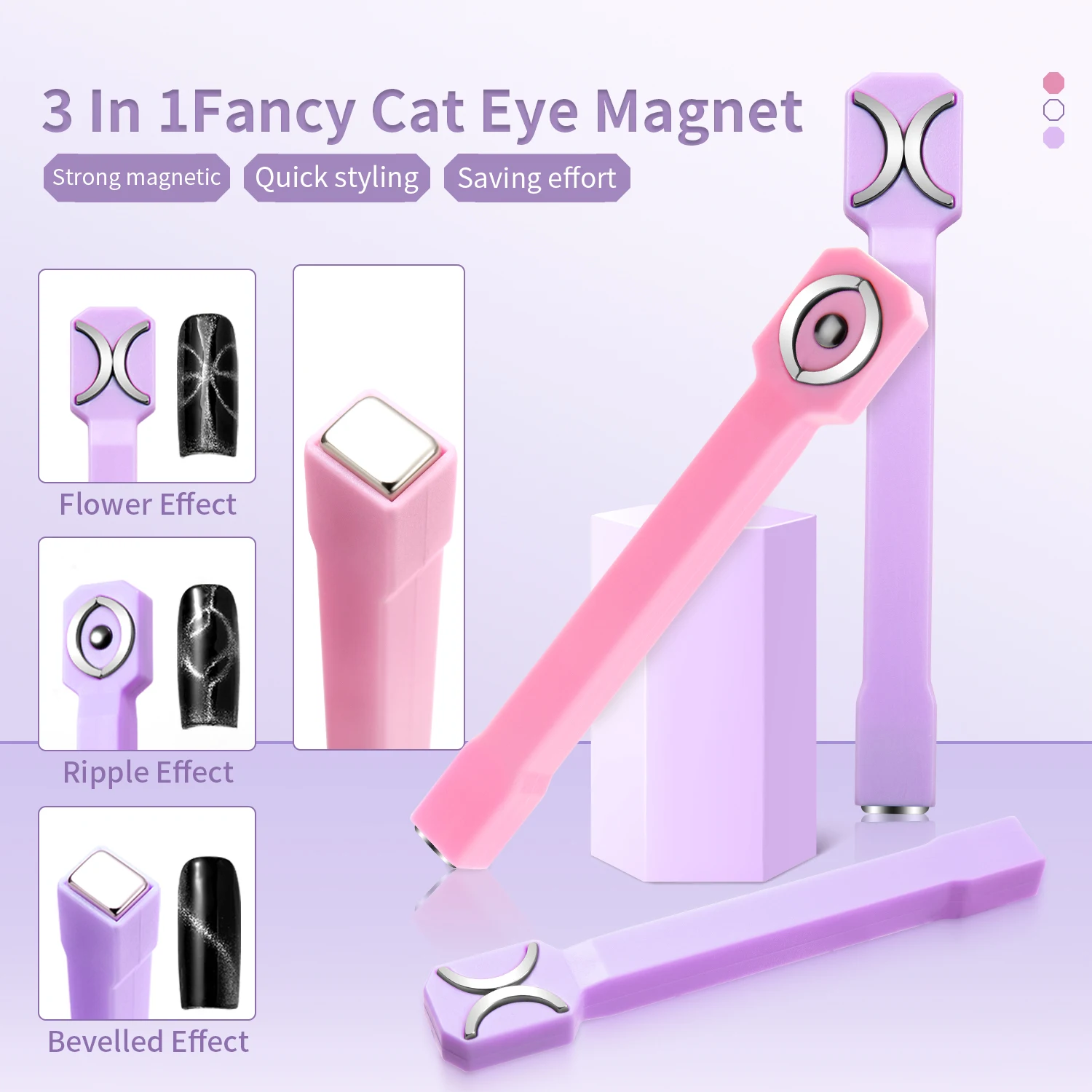 3 IN 1 Multi-function Cat Eye Nail Magnetic Stick Double-end Magnet Board For Cat Eye UV Gel Nail Tool Shiny Art Decal Tool magnetic nail art tools cat eye nail tool magnetic nail tools