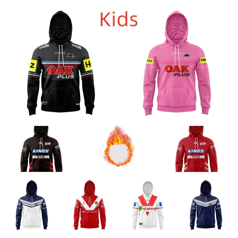 

Penrith Panthers Anzac Rugby Jersey Kids Hoodies TONGA Dolphins Training Queensland Cowboys Pullover Hooded