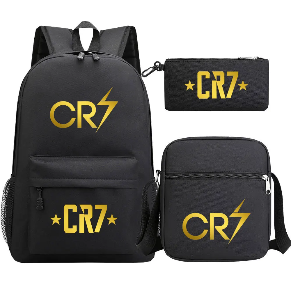 Sac à Dos Football Enfant CR7 - Cartable École 40x30x13 Cm, Imprimé Dessin Animé, Étanche, Bretelles Rembourrées - Idéal Fans De Football, Cadeau Garçon