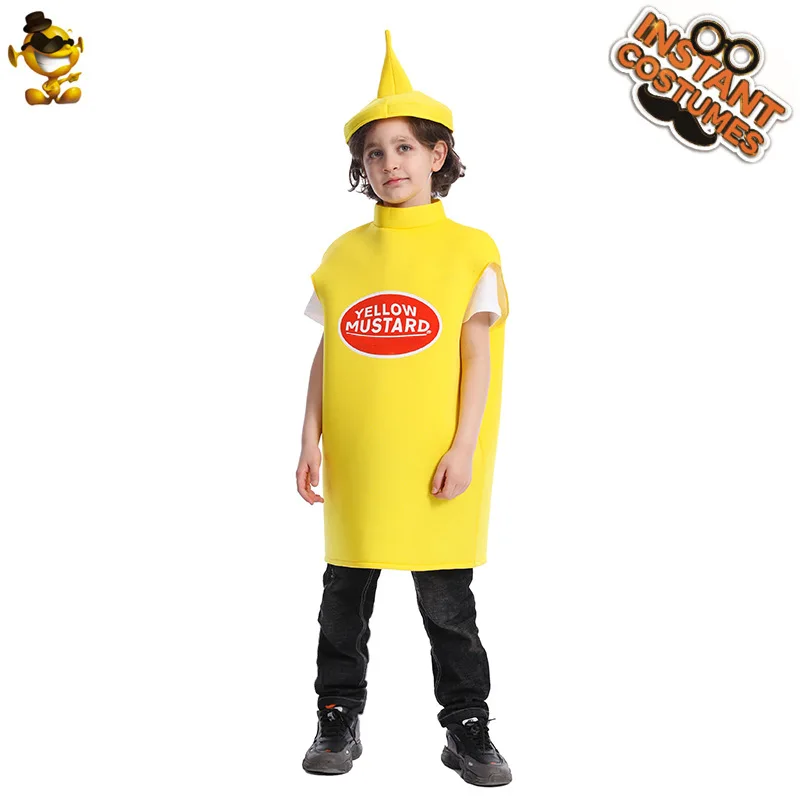 Child Spoof Ketchup Mustard Costume Halloween Carnival Party Funny Props