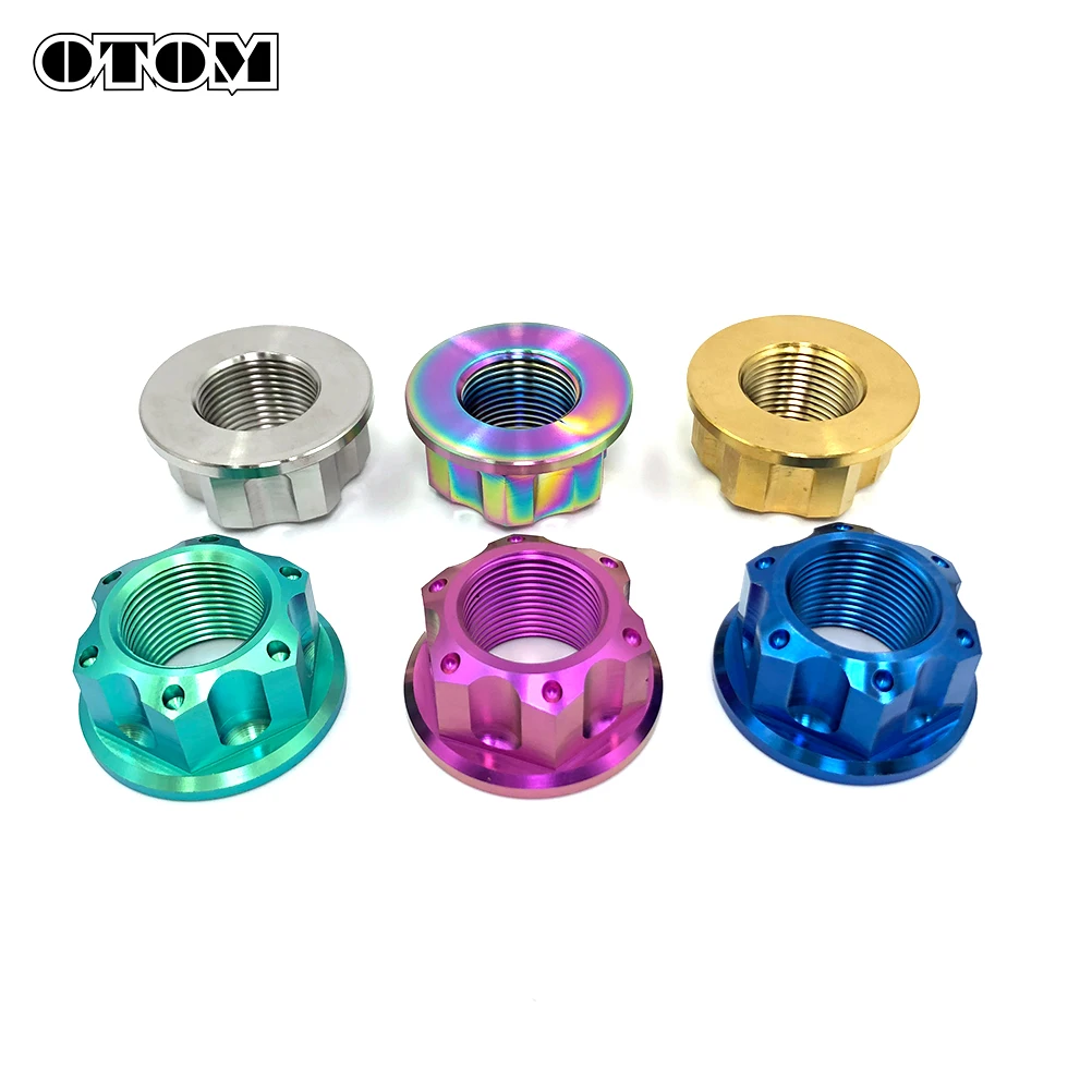 OTOM Titanium Alloy Rear Axle Nut M22*1.5 Flange Nut Burned Hexagon Screw Nuts Fastener HONDA CRF CRF-X KAWASAKI KXF 250 450