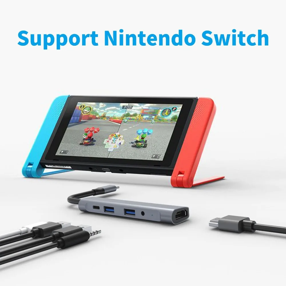 5 in 1 USBC Hub Type C to 4K Adapter 3.5mm Audio Jack