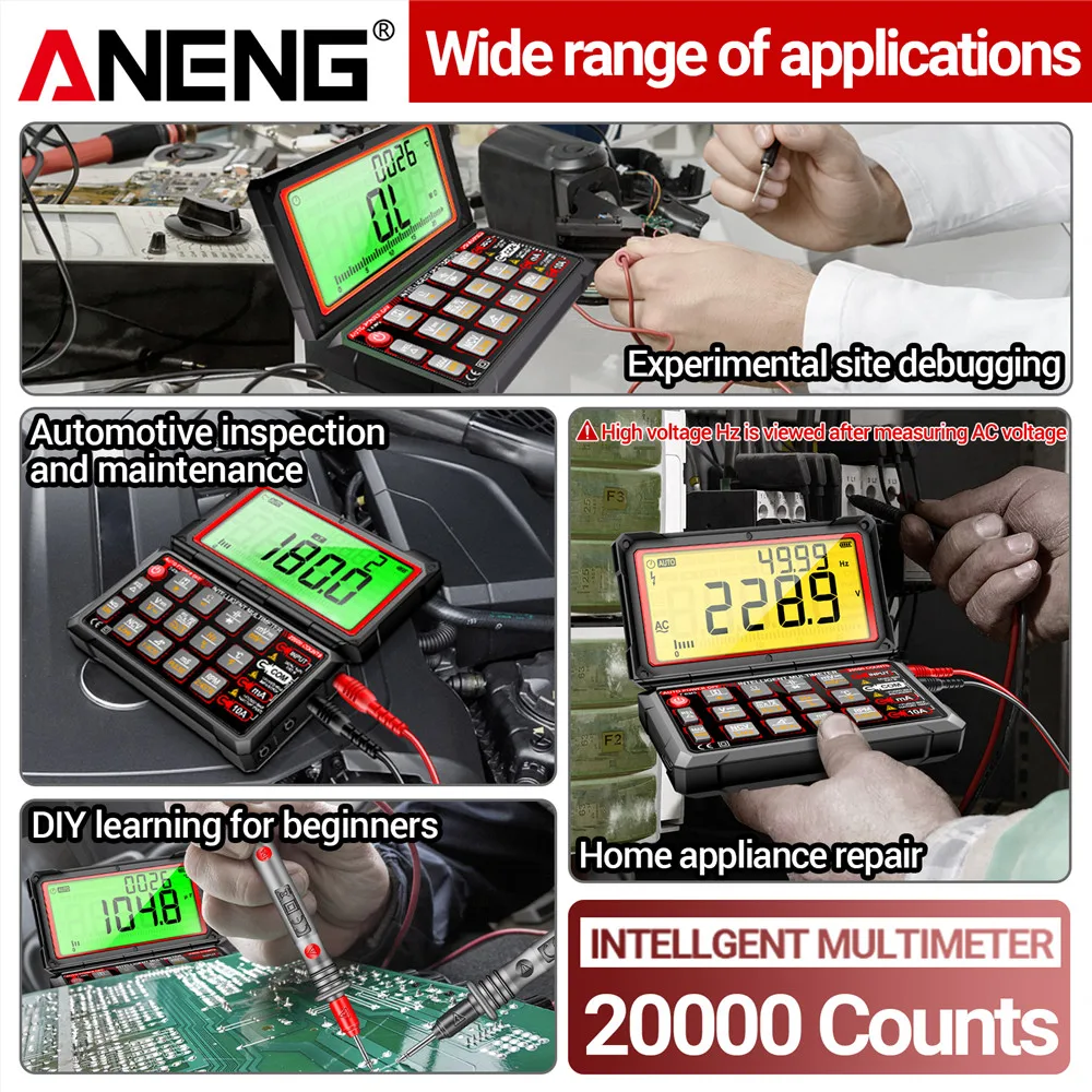 ANENG 623 Auto Repair Multimete 20000 Counts Digital AC/DC Voltage/Curren NCV Induction Diode Capacitance Buzzer Tester Tools 4
