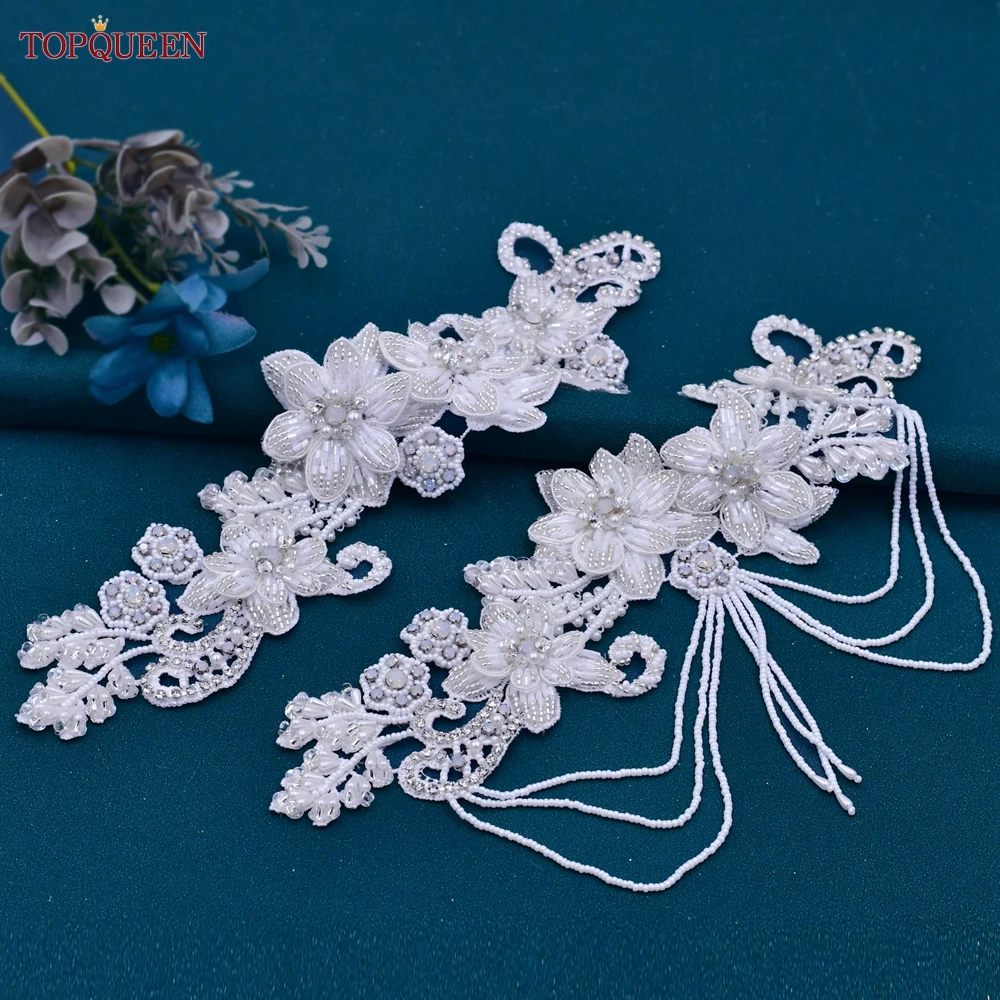 TOPQUEEN Shoulder Epaulettes Decorative Appliques Clothing Accessories Dresses Patch Tassels Beads Shoulder Pads
