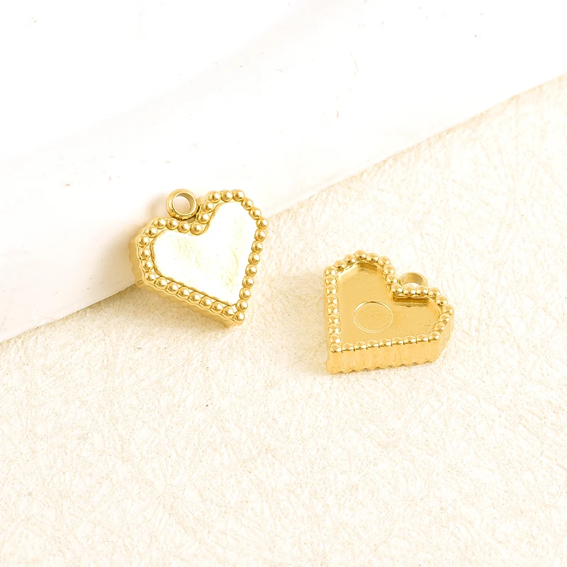 5 Stück geometrische Cabochon-Basisfassung Tablett leer PVD Charm Herz Kreuz Blume DIY Edelstahl Anhänger für Schmuckherstellung Bulk – Detail 13