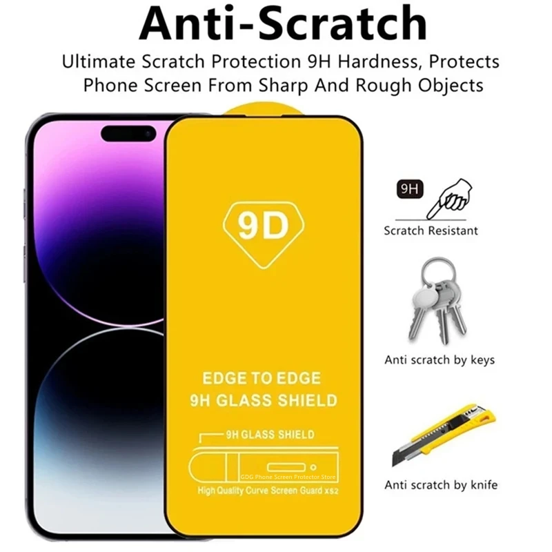9D Tempered Glass for iPhone 14 15 Pro Max 12 Mini 14Plus Screen Protector for iPhone 13 PRO XS MAX Camera Lens Protective Glass