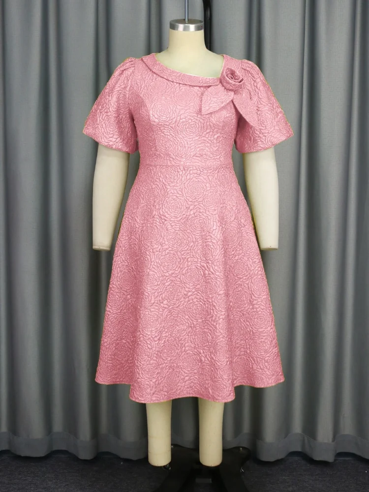 Wmstar Dress Women Wholesale New Large Sized Fashionable Puffed Sleeve High Waisted Evening Comfortable Jacquard Party Commuting