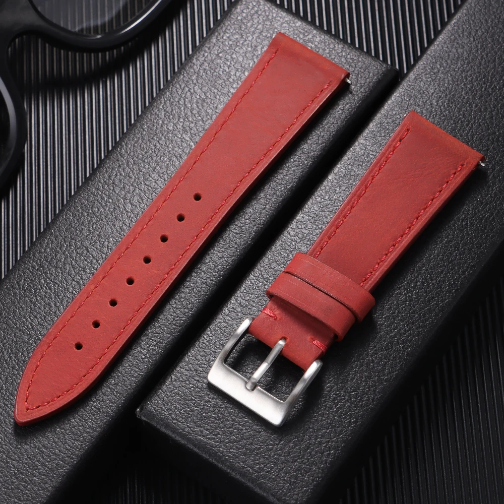 Vintage Retro Genuine Leather Quick Release Watchband - Crazy Horse Watch Bracelet Accessories