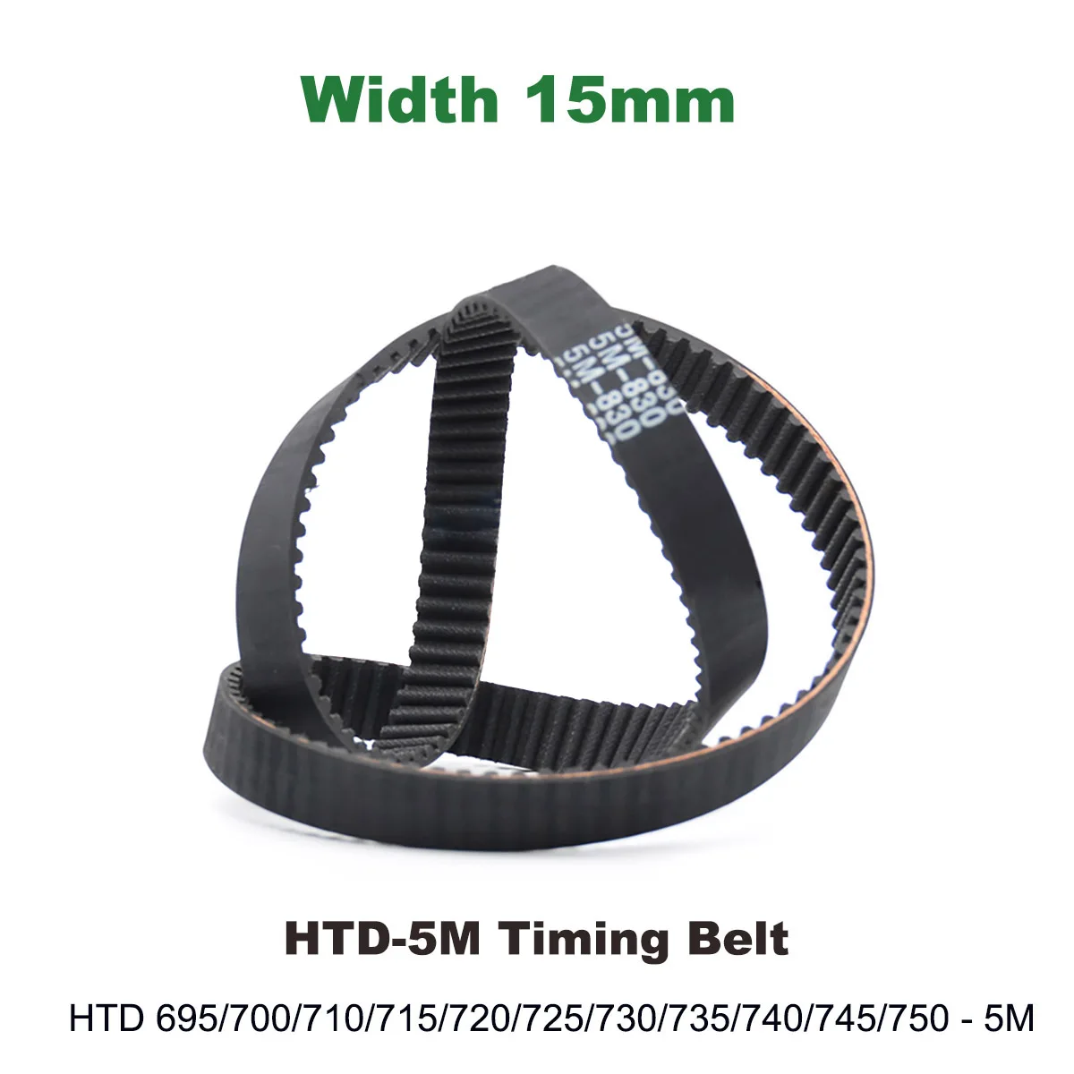 

HTD5M Timing Belt Width 15mm Rubber HTD-5M Synchronous Pulle Length 695/700/710/715/720/725/730/735/740/745/750mm Closed Loop