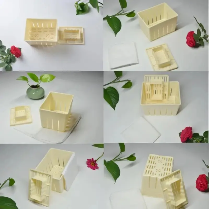 Tofu Press Presser DIY Plastic Tofu Press Mould Homemade Mold Curd Presser Making Mold Cloth 1/2/4PCS