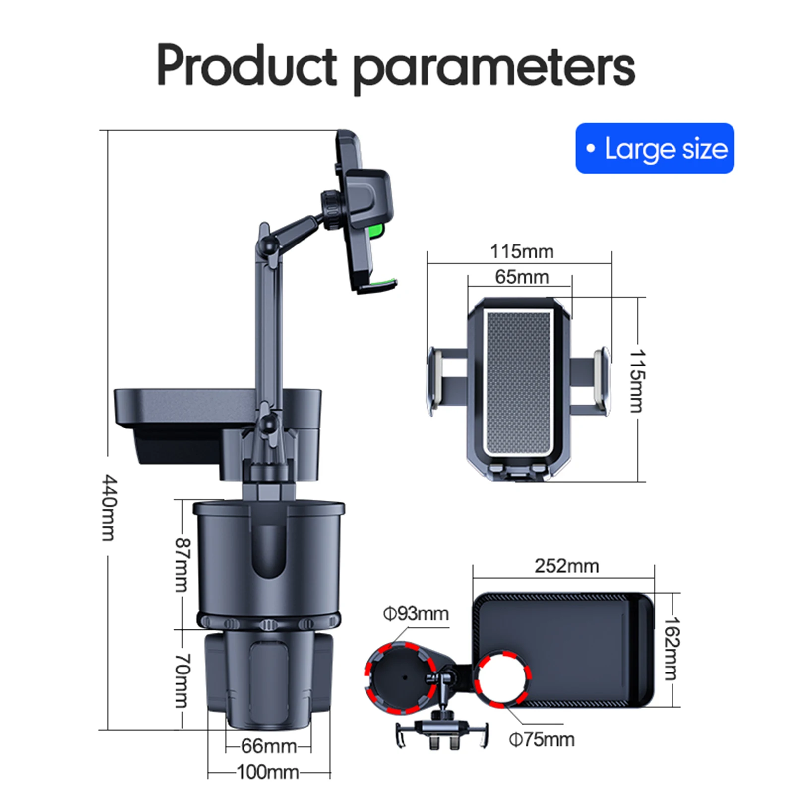 حامل أكواب السيارة متعدد الوظائف، مزود بصينية دوار...