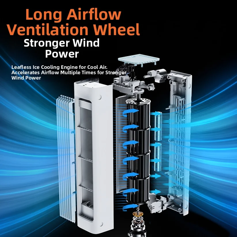 New Wireless Bladeless Tower Fan, Portable Usb Charging, Office Air Conditioner, Wall-mounted Fan_voghion.com