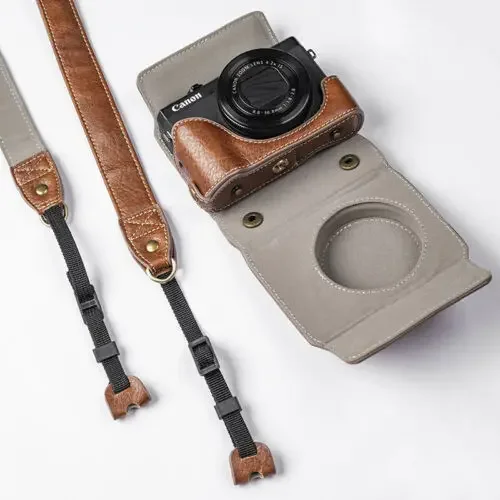 Canon　牛革カバー付きカメラ Amazon | TP オリジナル ハンドメイド 本革 ハーフカメラケース