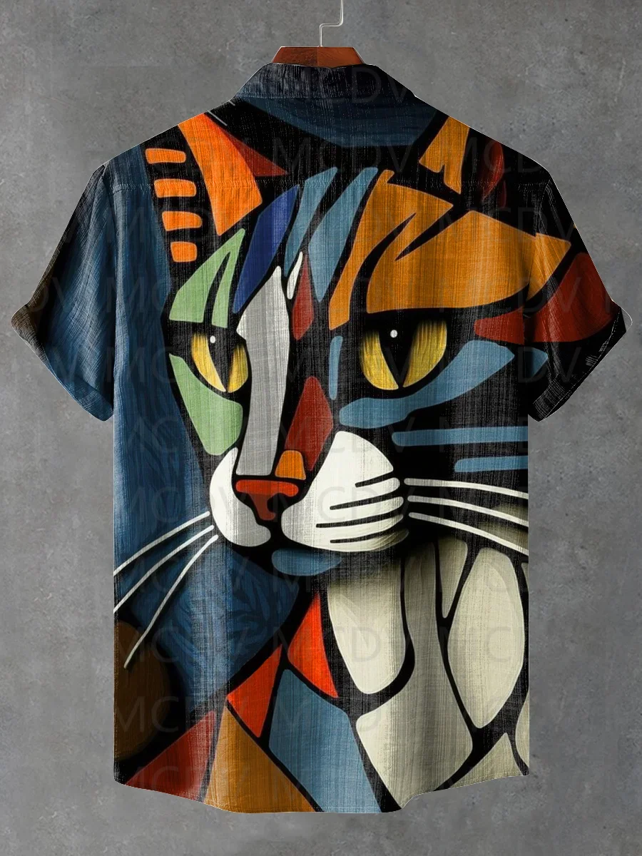 Cat Abstract Art Print T-shirt