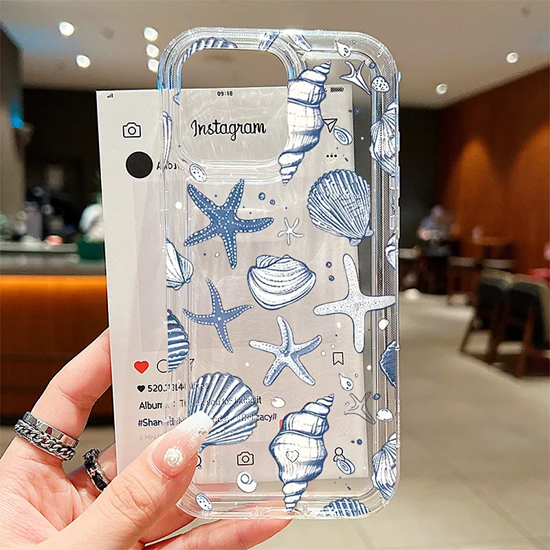 Summer Marine Animals Soft TPU Clear Case - Sea Elements Design