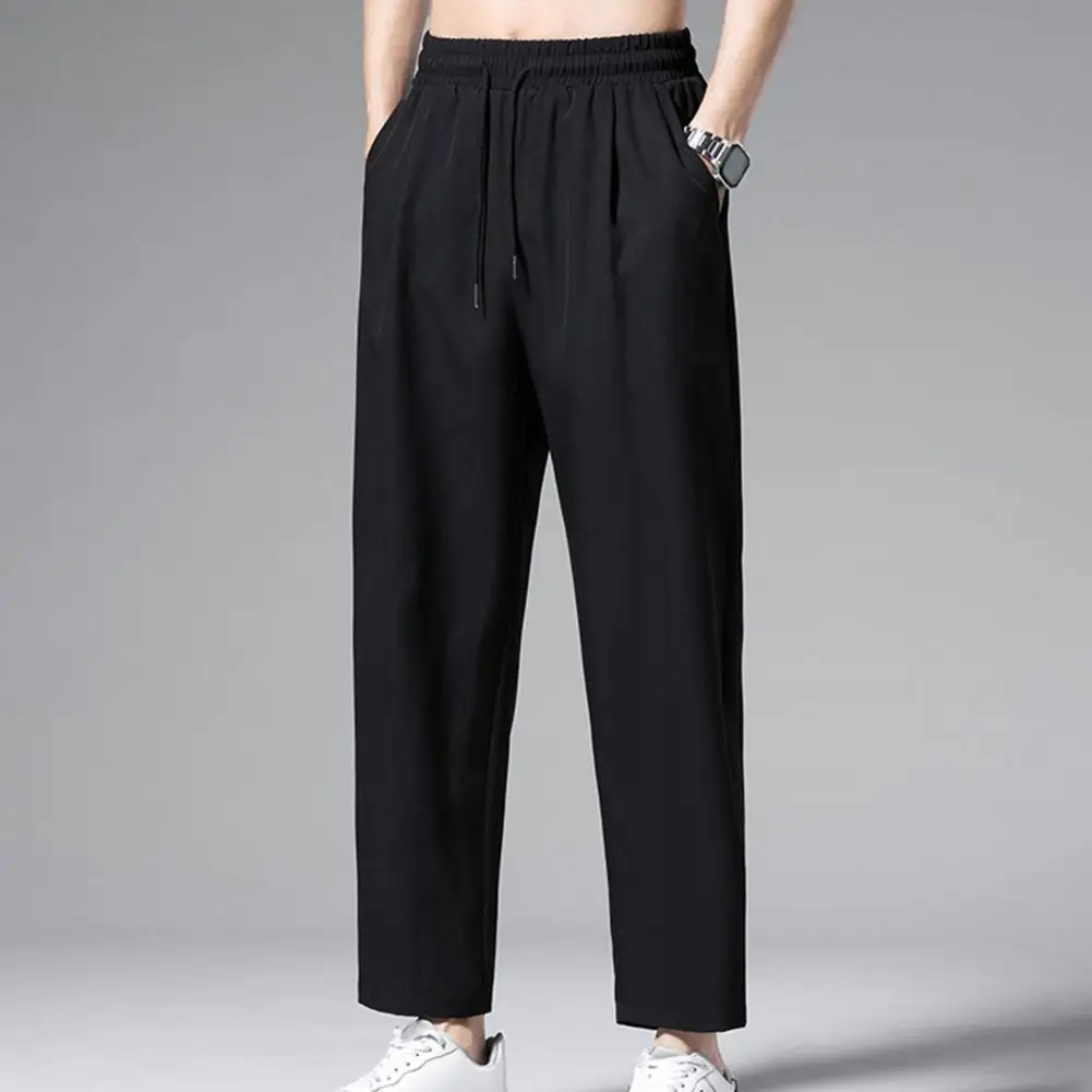 Description Picture 5 of itemMen Non-restrictive Wide-leg Pants Breathable Straight-leg Trousers Men's Casual Ankle-length Pants for Daily for Summer