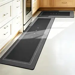 Diatomite Absorbent Anti - Slip Quick - Dry Bath Mats - 2 - Piece Set - 40x60cm and 40x120cm (2pcs - set - Black)