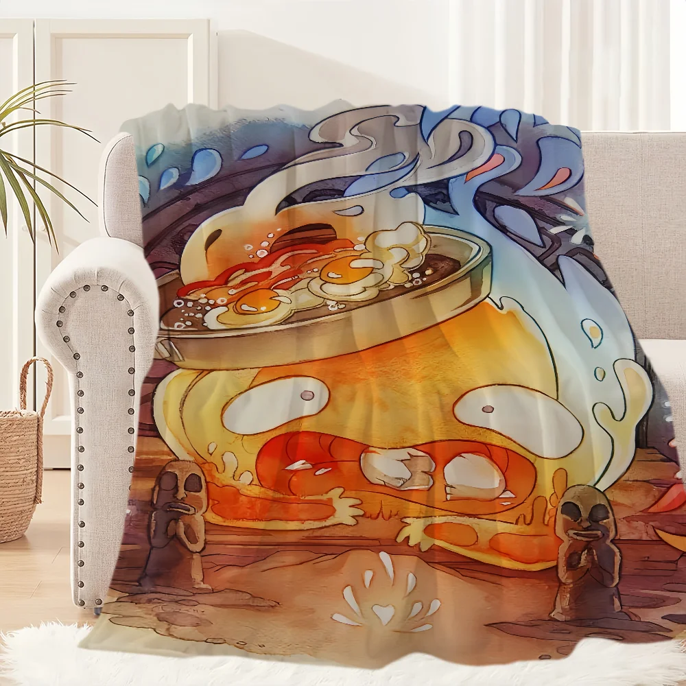 Anime Calcifer H-Howls M-Moving C-Castle Blanket Plush Nap Sofa rug for Room Warm Office Bedroom Birthday Home Travel Kid Gifts 6
