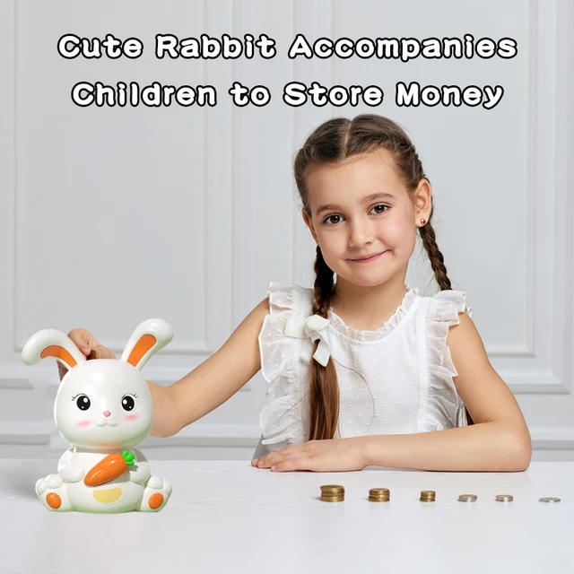 Rabbit Magic! Cute Rabbit Piggy Bank Cartoon Creative Anti-Fall Large-Capacity Piggy Bank Male and Female Baby Birthday Gifts That They Can Like Holiday and Birthday Gifts 2