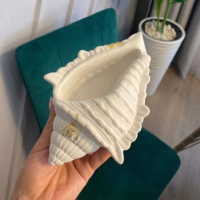 Silicone Mold 1pc Sea Shells Flowerpot For Epoxy Resin Gypsum and Concrete Home Decor and Storage Tray