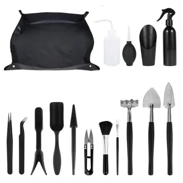 Terrarium Tools 16Db Mini Garden Szerszámok Zamatos Öntözési Palack Mint Növényi Kiegészítők Kertészeti Kézi Készlet