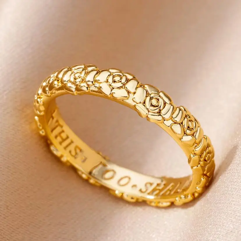 Jewelry Stainless Steel Gold Color Ring 2025 Trending Wedding