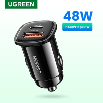 Caricabatteria da auto UGREEN 30W PD Quick Charge QC4.0 3.0 SCP tipo C caricabatteria da auto USB veloce per iPhone 14 13 12 caricabatterie per cellulare Xiaomi